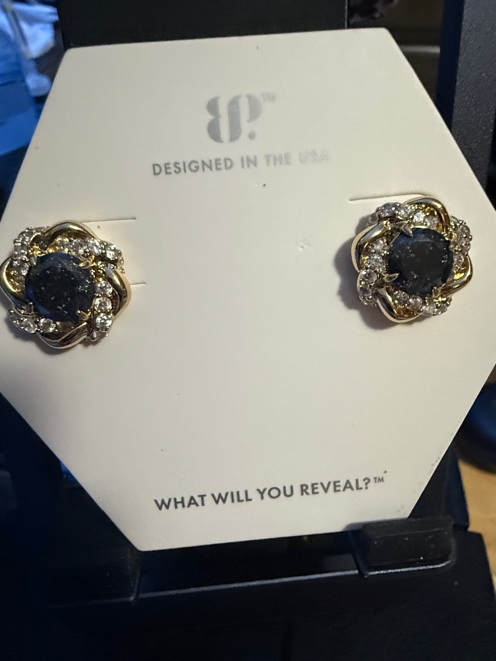 BP Black Ice Crystal Flower Stud Earrings “wrapped up in you”